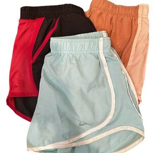 Nike/Under Armor Women's Athletic Shorts Trio - Blue, Gray/Pink, Peach